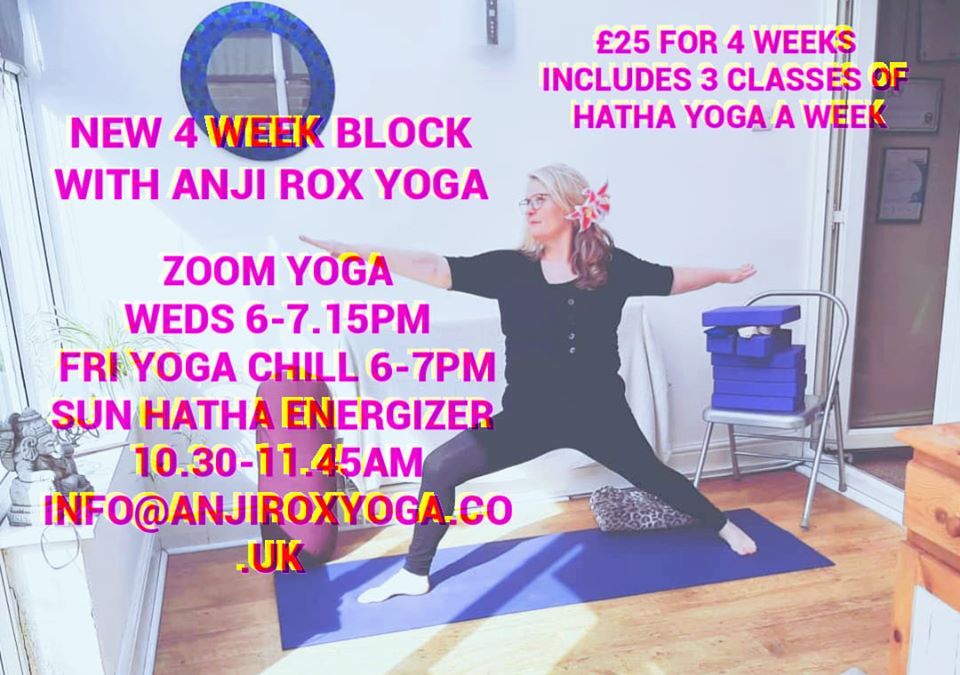 New  4 week block  Online Zoom Yoga  starts 3 June, 2020 6pm-7.15pm