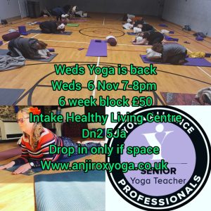 Yoga For All  New  6 week block starts Weds 6 Nov 7-8pm- Intake Healthy Living Centre, dn2 5Ja